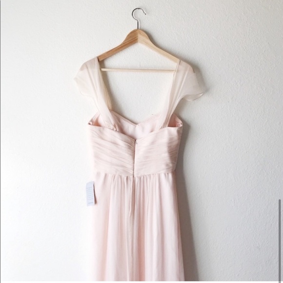 Amsale Silk-Chiffon Light Peach Gown - Picture 4 of 8